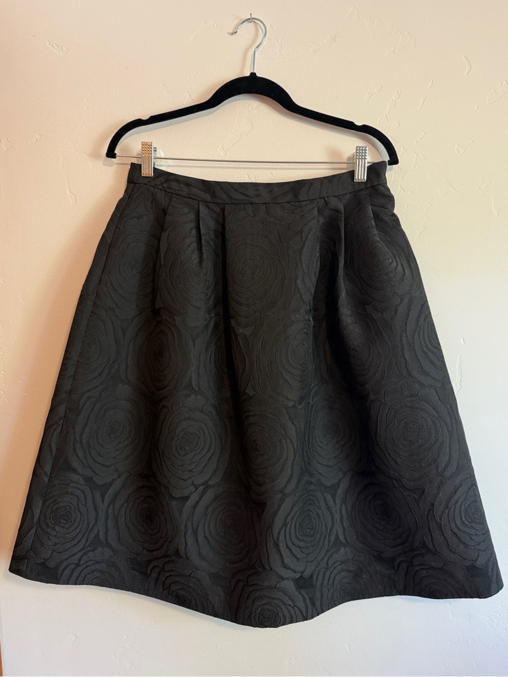 Calvin Klein Black Rose Jacquard A-Line Skirt